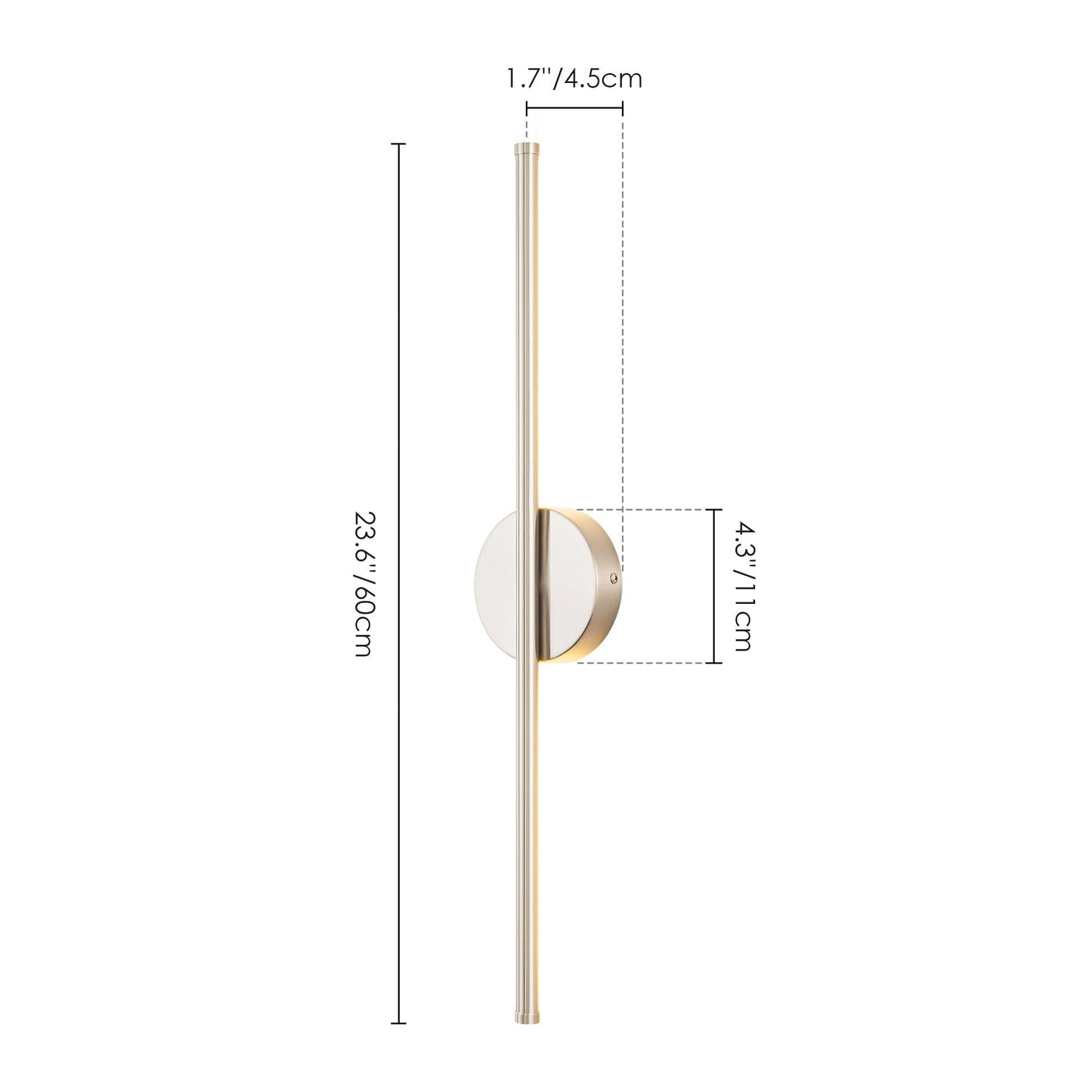Applique murale de salle de bain à 1 lumière, linéaire et moderne, à intensité variable, à DEL intégrée, de 23,6 po