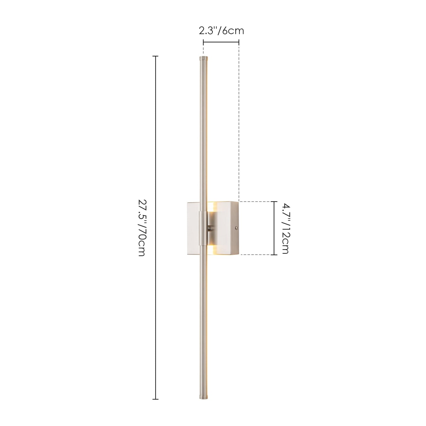 Applique murale linéaire moderne à 1 ampoule, noire, dorée et nickel, à LED, à intensité variable, pour salle de bain