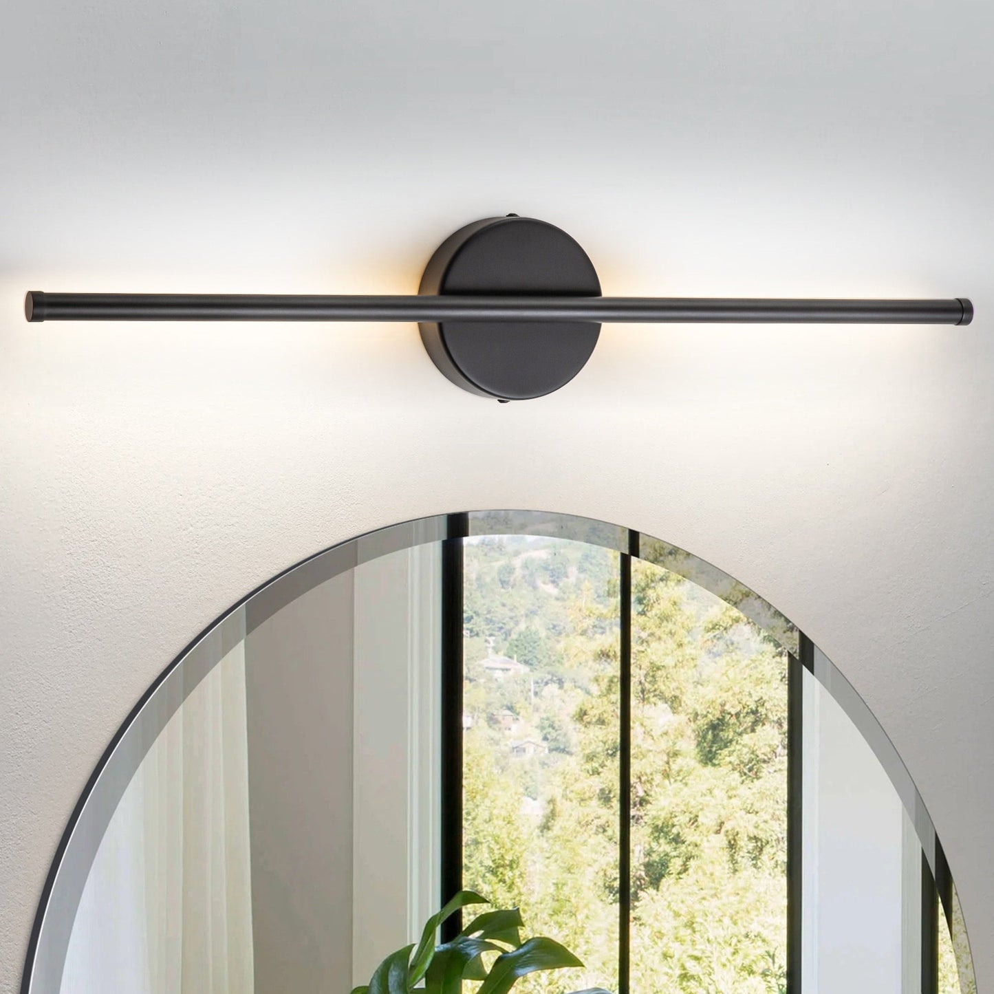 Applique murale linéaire moderne à 1 ampoule, noire, dorée et nickel, à LED, à intensité variable, pour salle de bain