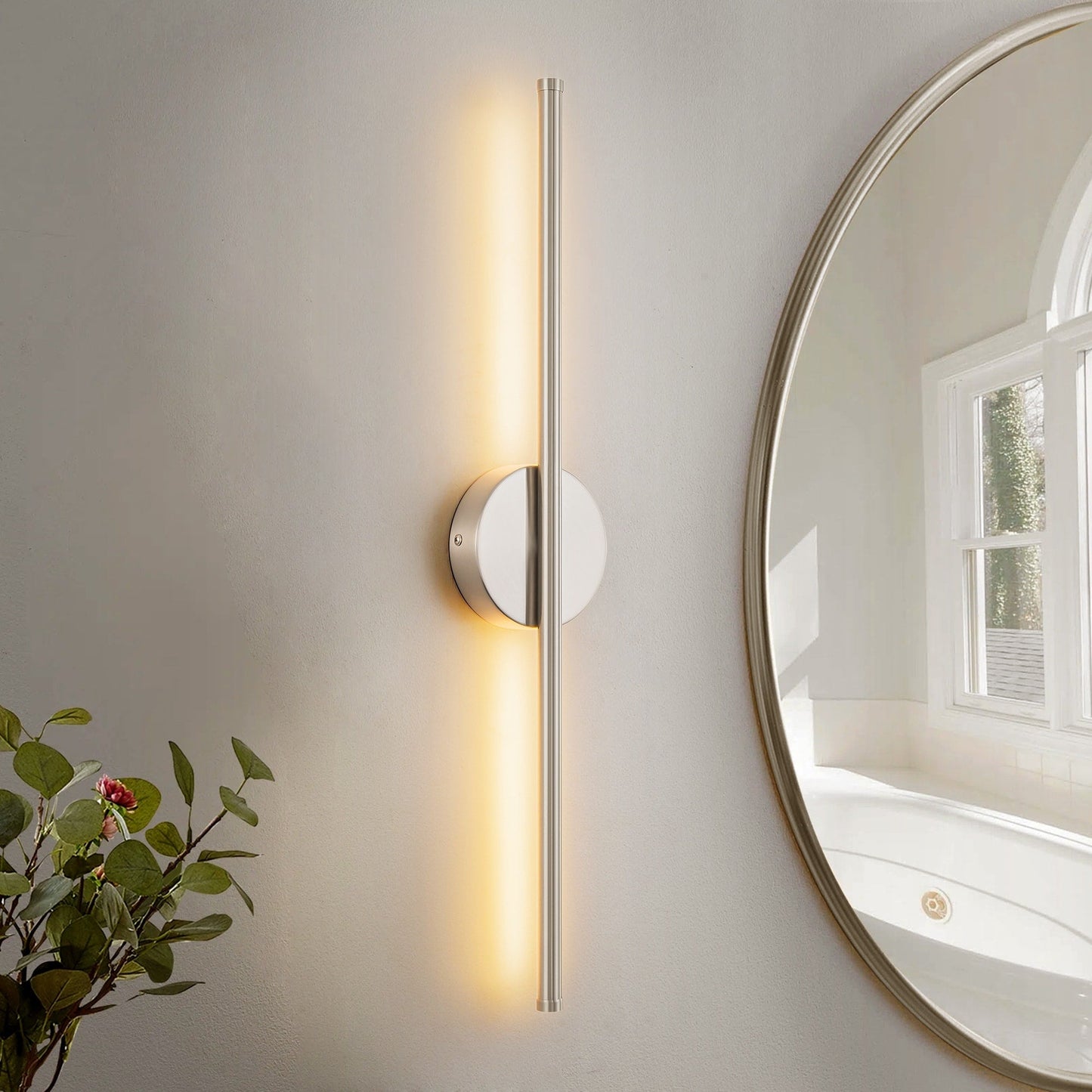 Applique murale linéaire moderne à 1 ampoule, noire, dorée et nickel, à LED, à intensité variable, pour salle de bain