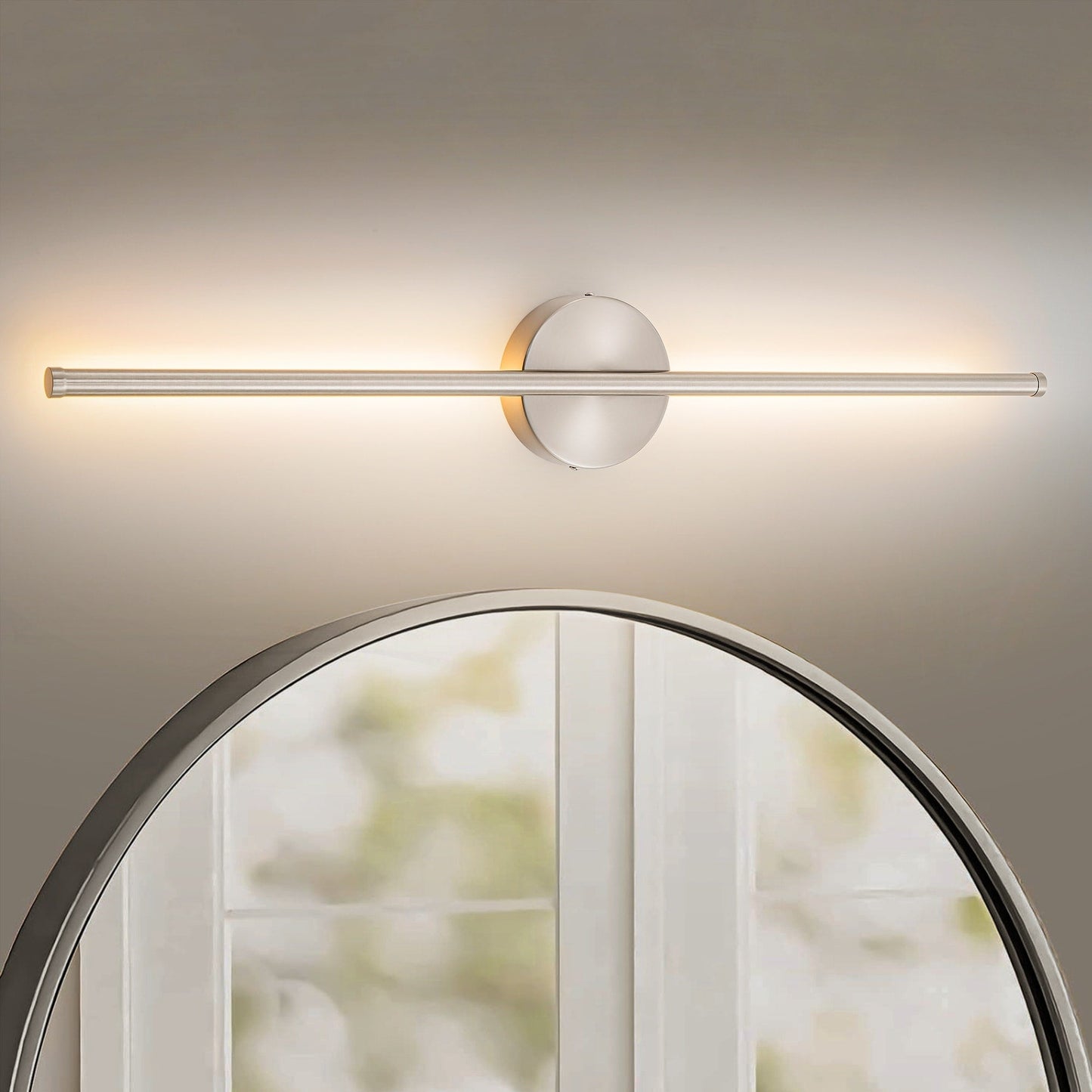 Applique murale linéaire moderne à 1 ampoule, noire, dorée et nickel, à LED, à intensité variable, pour salle de bain