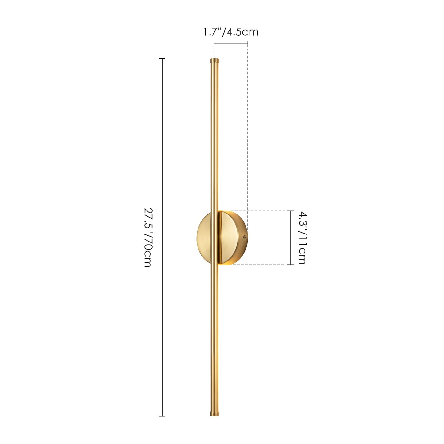Applique murale linéaire moderne à 1 ampoule, noire, dorée et nickel, à LED, à intensité variable, pour salle de bain