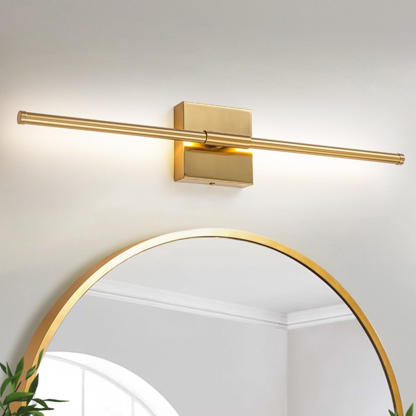 Applique murale linéaire moderne à 1 ampoule, noire, dorée et nickel, à LED, à intensité variable, pour salle de bain