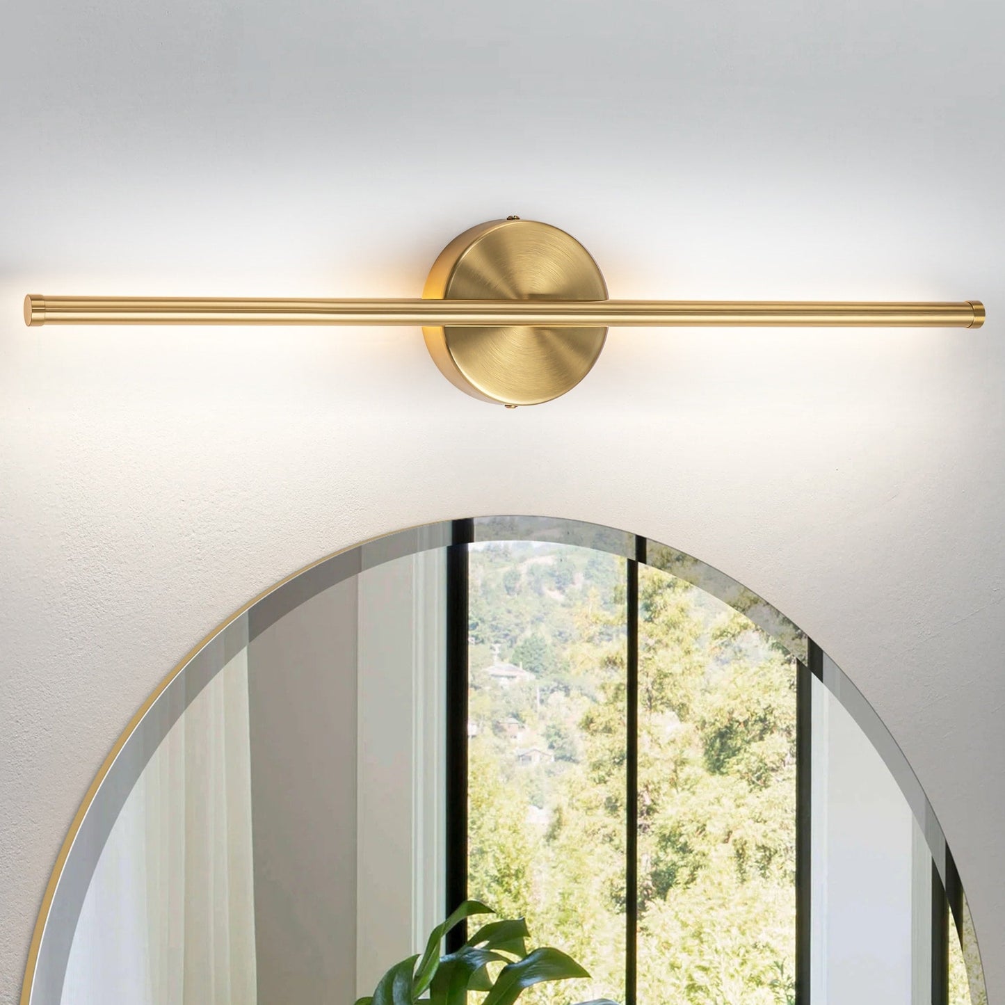 Applique murale linéaire moderne à 1 ampoule, noire, dorée et nickel, à LED, à intensité variable, pour salle de bain
