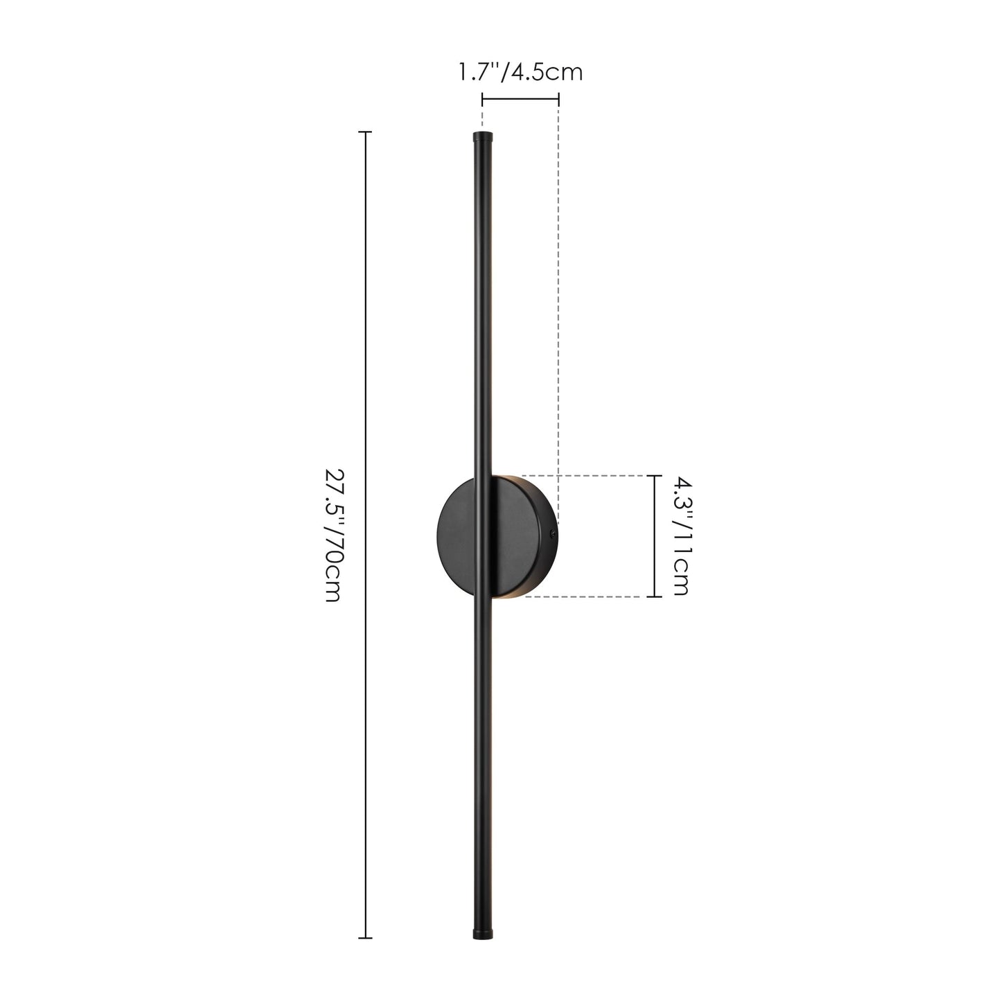 Applique murale linéaire moderne à 1 ampoule, noire, dorée et nickel, à LED, à intensité variable, pour salle de bain