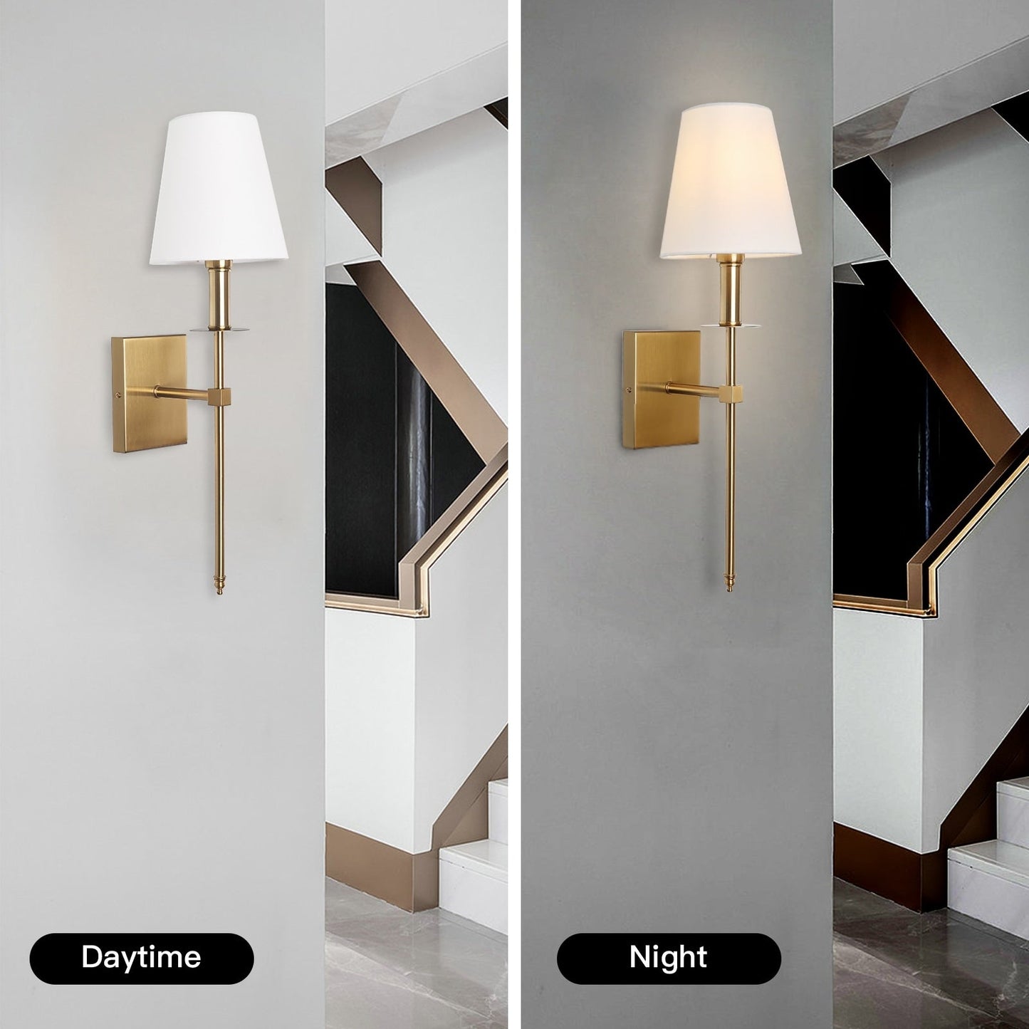 Applique murale à 1 lumière avec abat-jour en tissu blanc