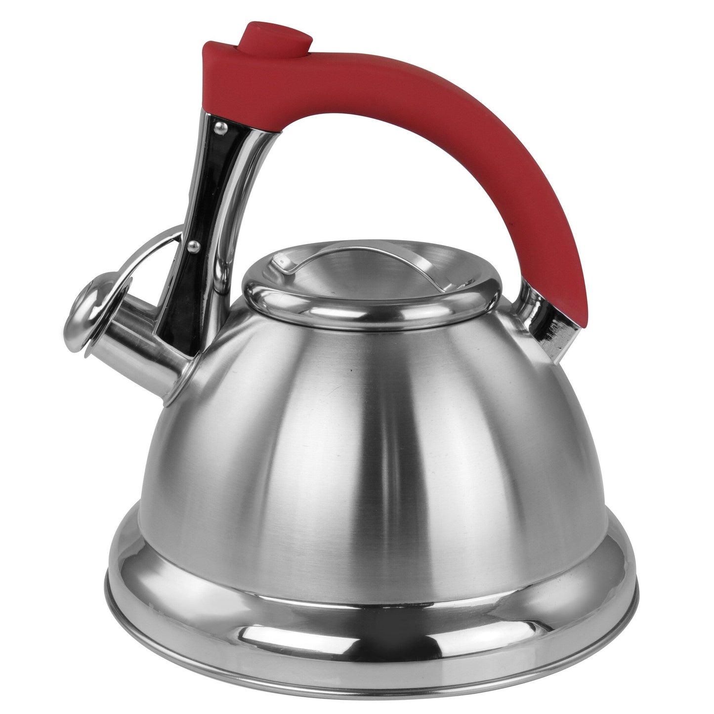 Bouilloire sifflante à base large et poignée ergonomique en acier inoxydable de 1,8 litre