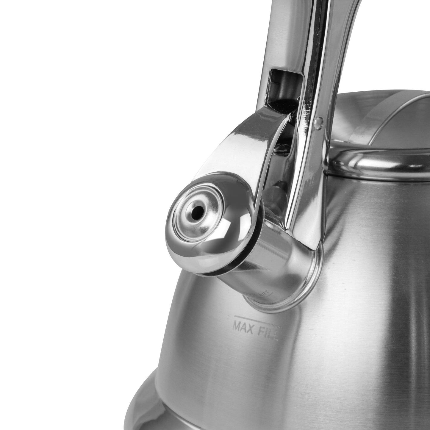 Bouilloire sifflante à base large et poignée ergonomique en acier inoxydable de 1,8 litre