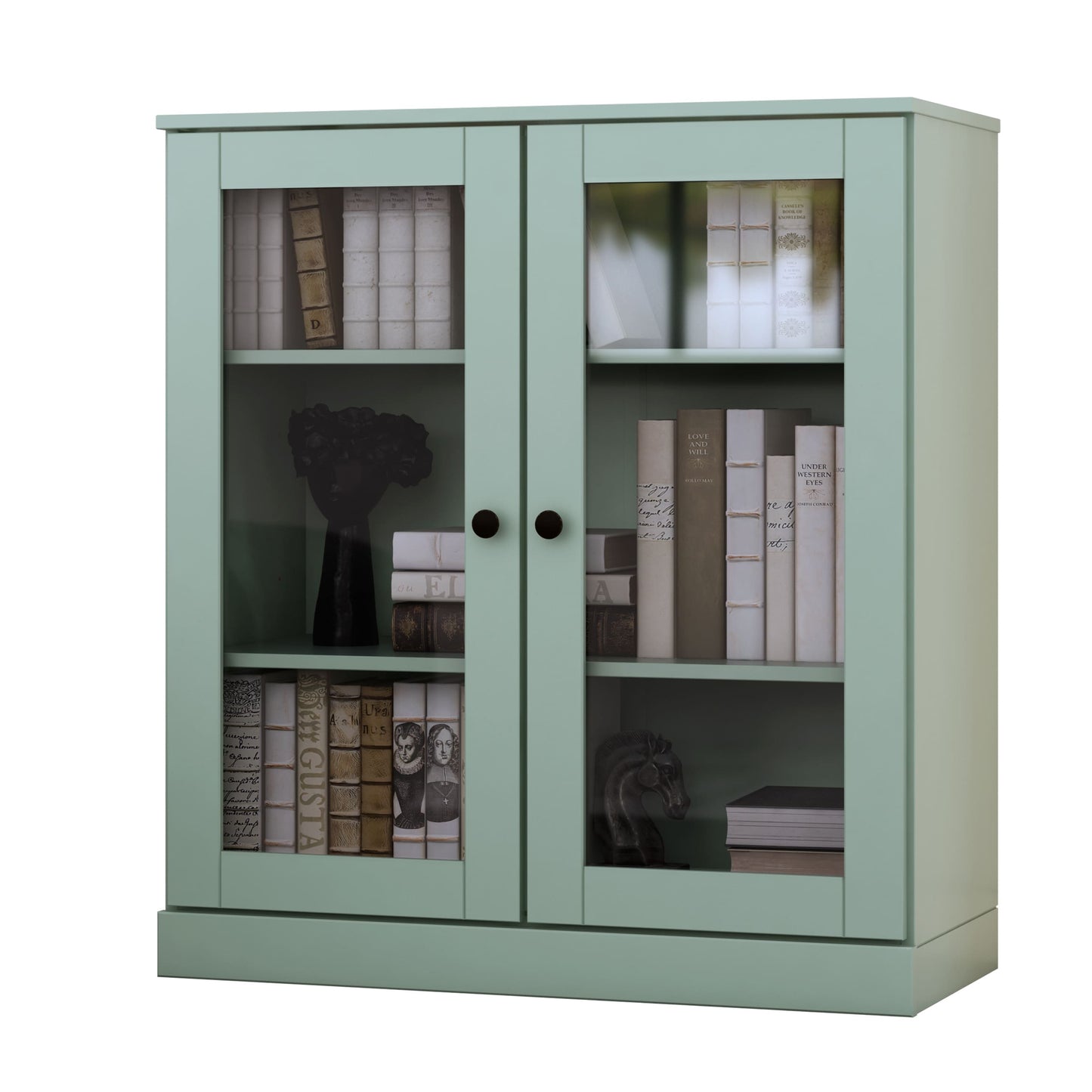 Bibliothèque 100 % bois massif à 3 étagères avec portes en option par Palace Imports