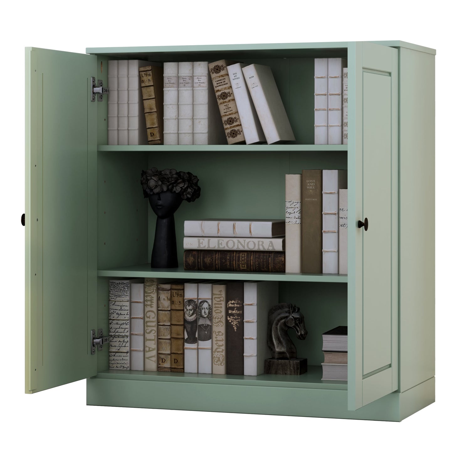 Bibliothèque 100 % bois massif à 3 étagères avec portes en option par Palace Imports