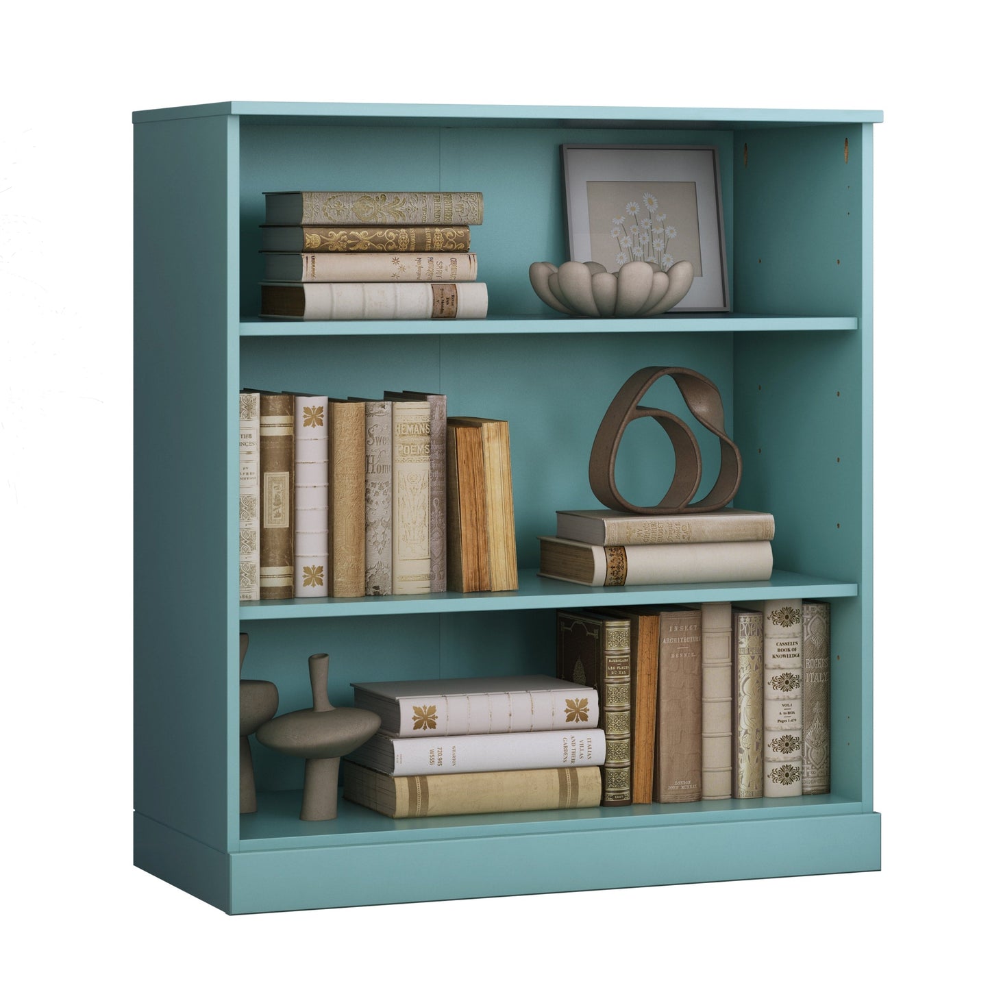 Bibliothèque 100 % bois massif à 3 étagères avec portes en option par Palace Imports