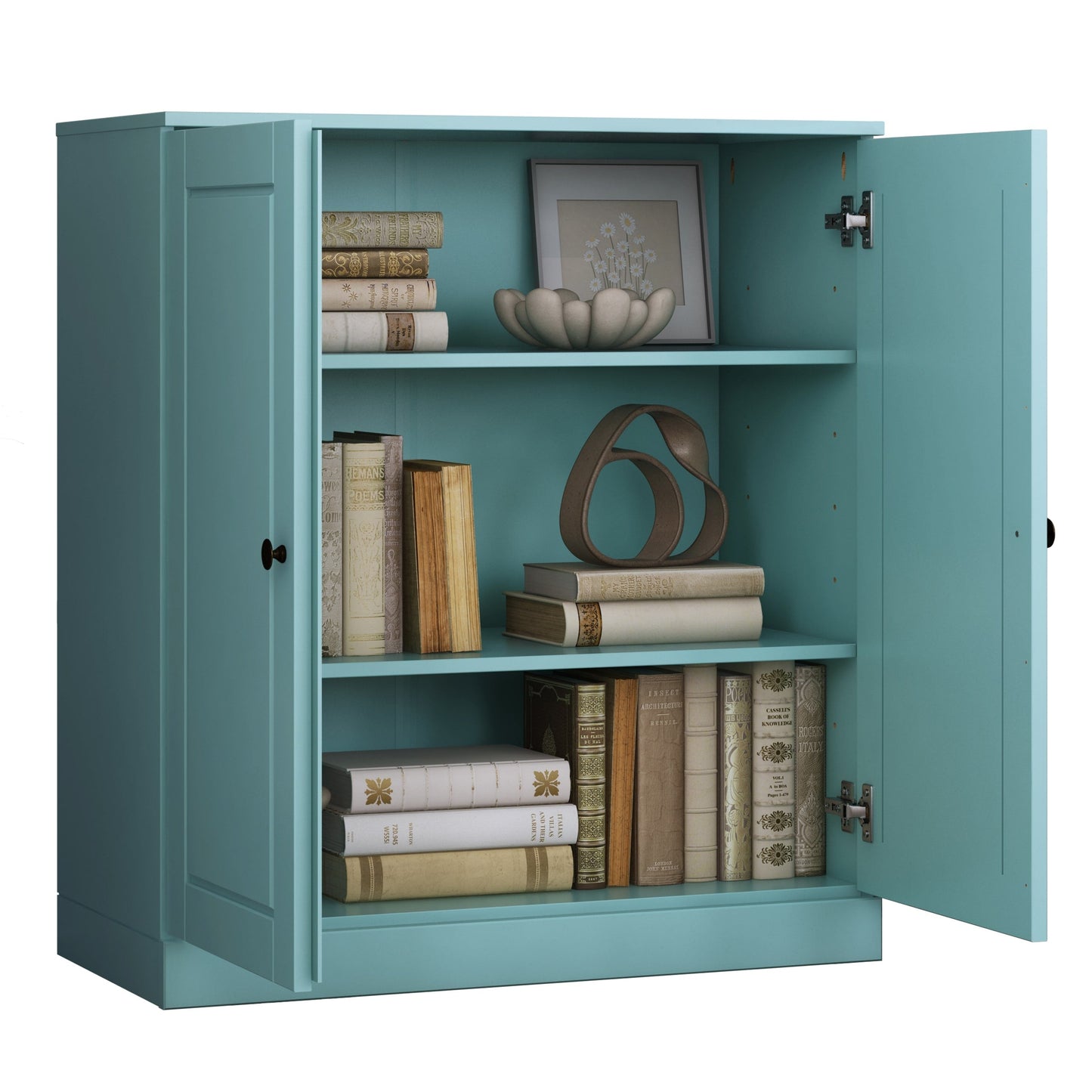 Bibliothèque 100 % bois massif à 3 étagères avec portes en option par Palace Imports