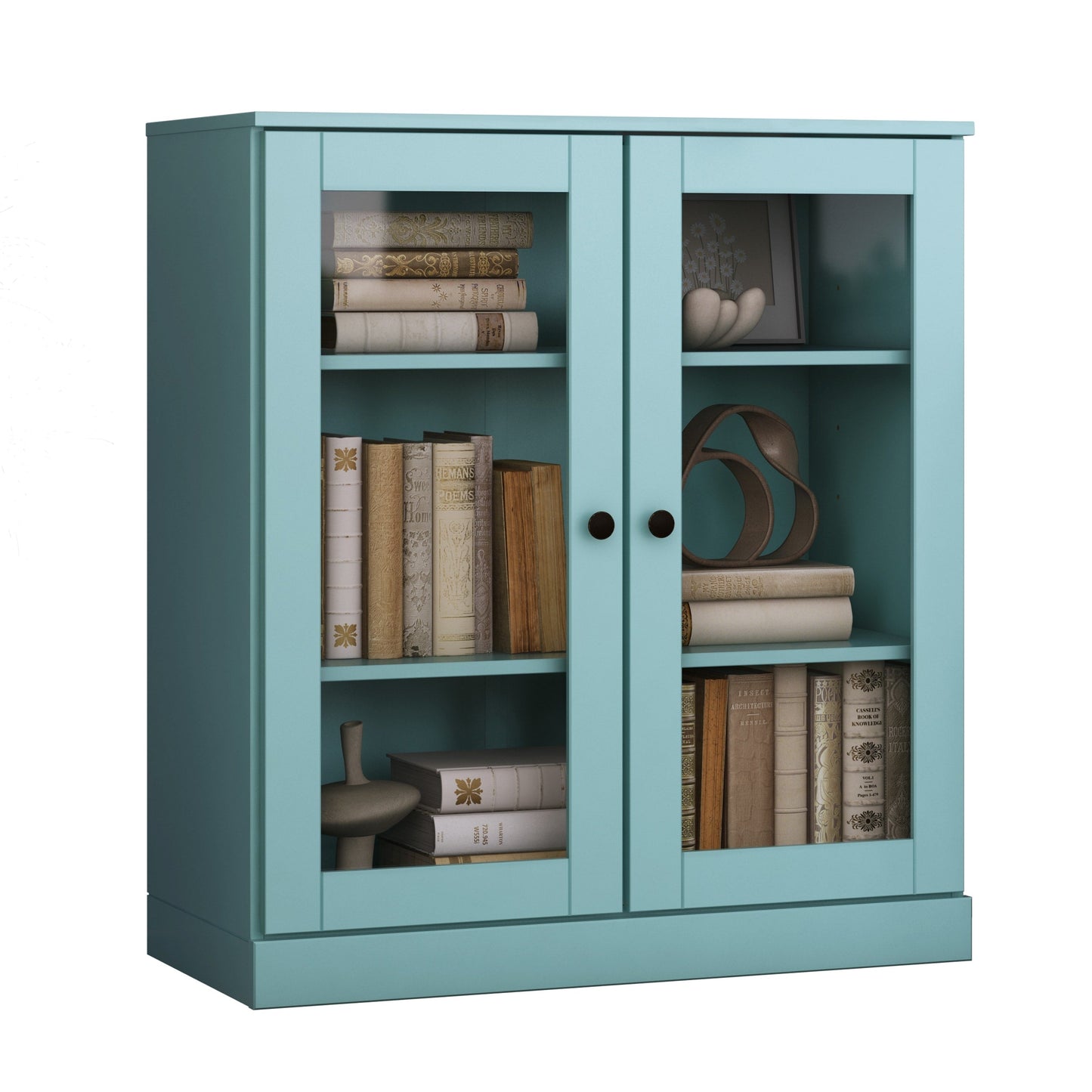 Bibliothèque 100 % bois massif à 3 étagères avec portes en option par Palace Imports
