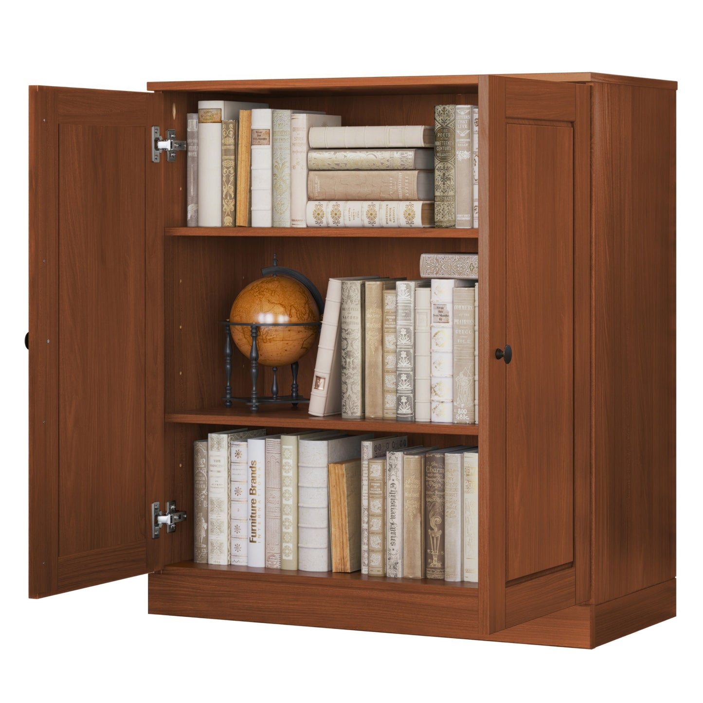 Bibliothèque 100 % bois massif à 3 étagères avec portes en option par Palace Imports