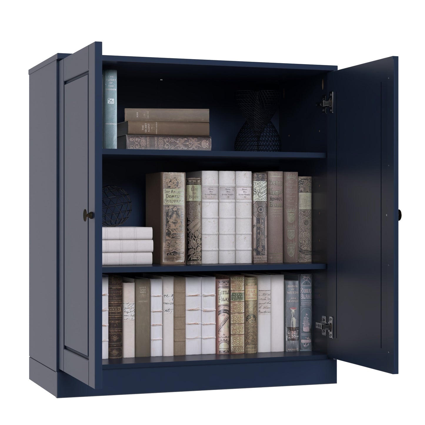 Bibliothèque 100 % bois massif à 3 étagères avec portes en option par Palace Imports