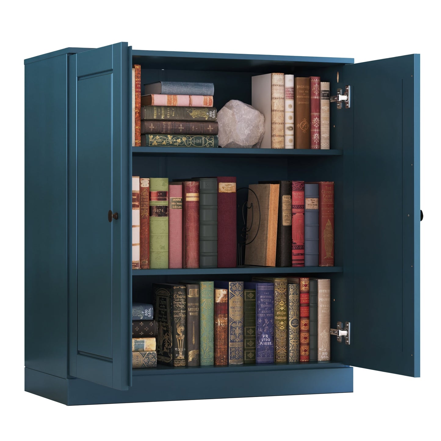 Bibliothèque 100 % bois massif à 3 étagères avec portes en option par Palace Imports