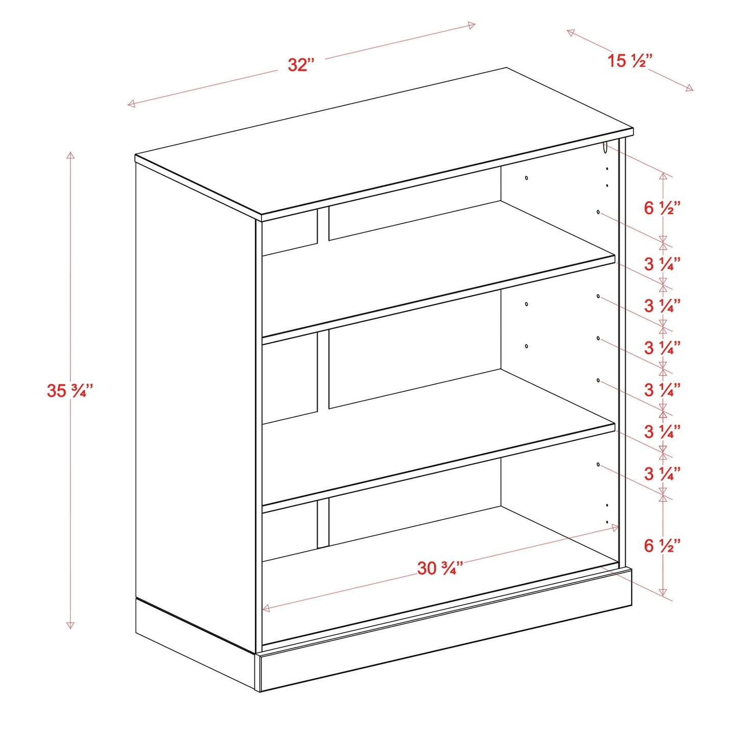 Bibliothèque 100 % bois massif à 3 étagères avec portes en option par Palace Imports