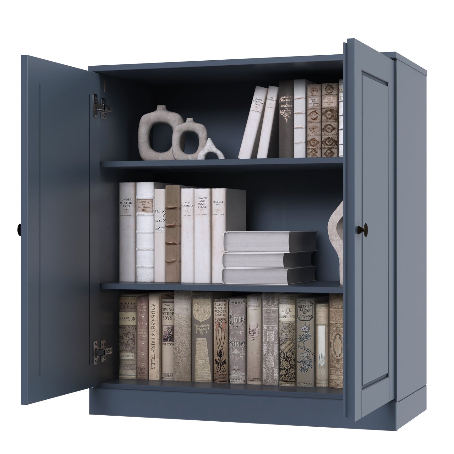 Bibliothèque 100 % bois massif à 3 étagères avec portes en option par Palace Imports