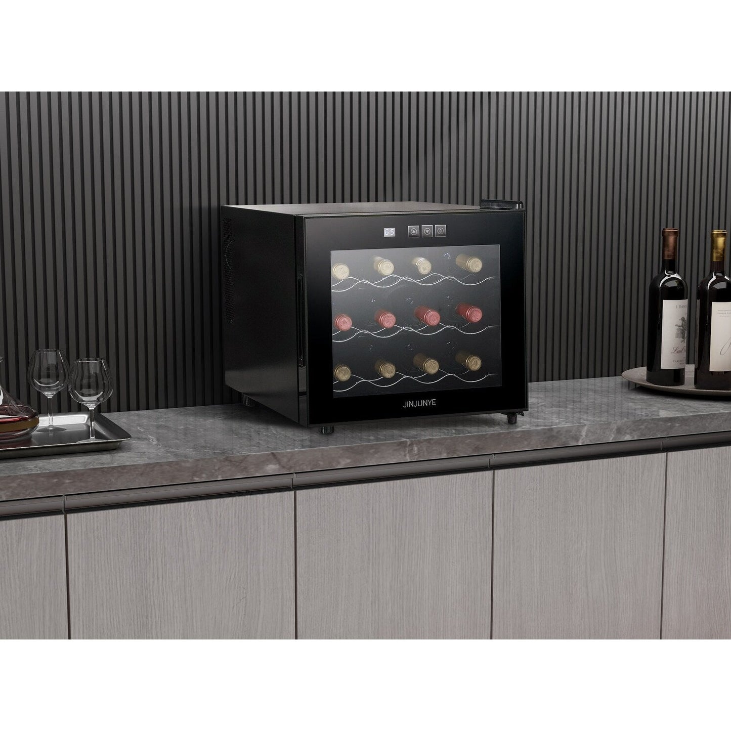 Réfrigérateur à vin 12 bouteilles, mini-cave à vin (12-18 °C), refroidisseur à vin de comptoir avec contrôle numérique de la température