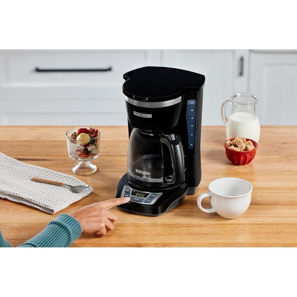 Cafetière numérique 12 tasses, programmable, filtre lavable, Sneak-A-Cup, infusion automatique, maintien de la plaque chauffante, noire
