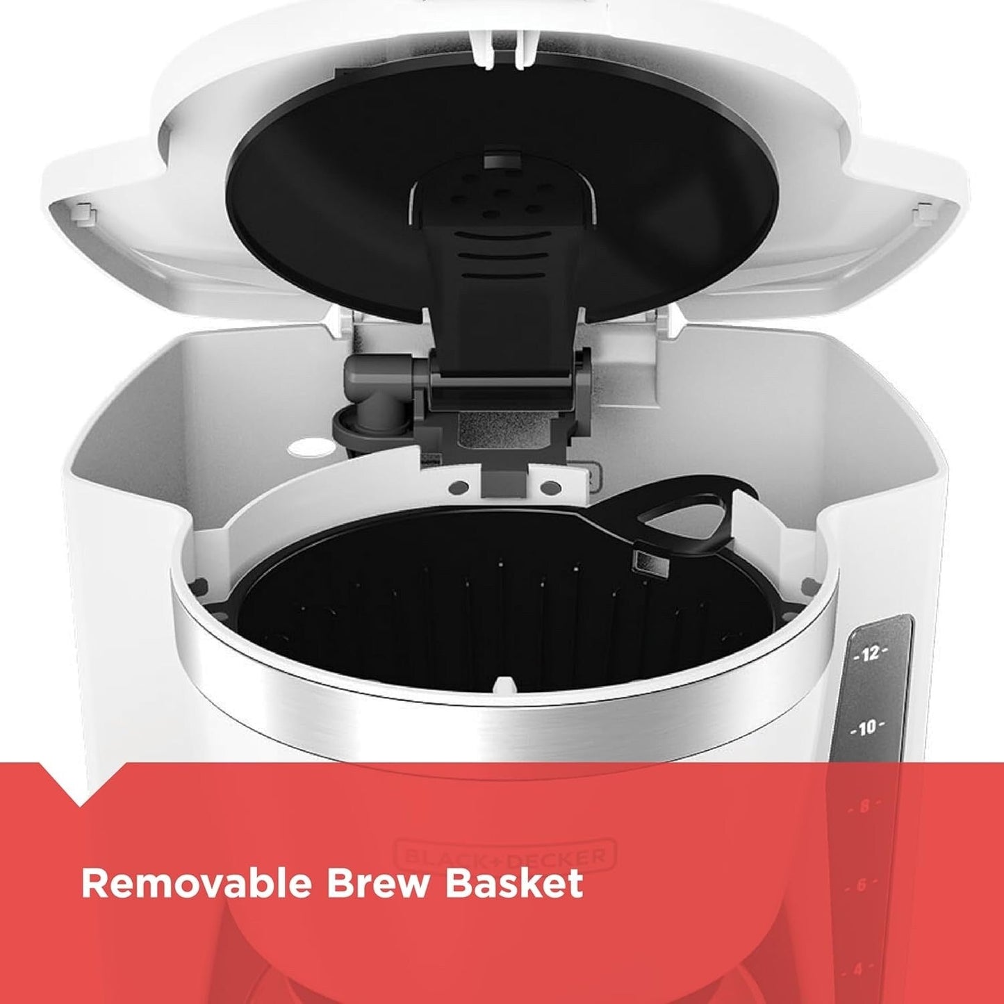 Cafetière numérique 12 tasses, programmable, filtre lavable, Sneak-A-Cup, infusion automatique, maintien de la plaque chauffante, blanche