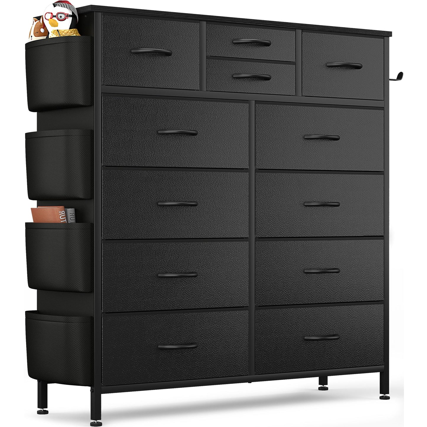 Commode haute en tissu à 12 tiroirs pour chambre à coucher