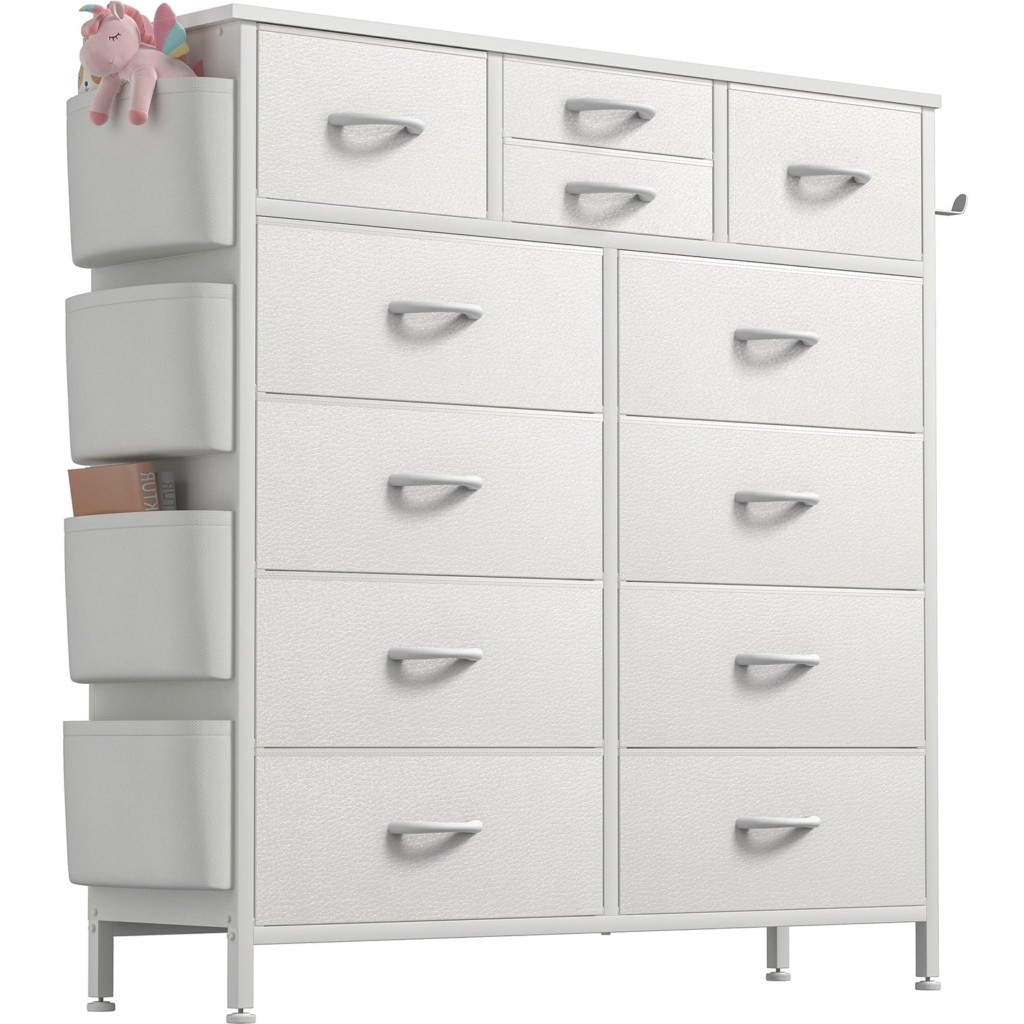 Commode haute en tissu à 12 tiroirs pour chambre à coucher
