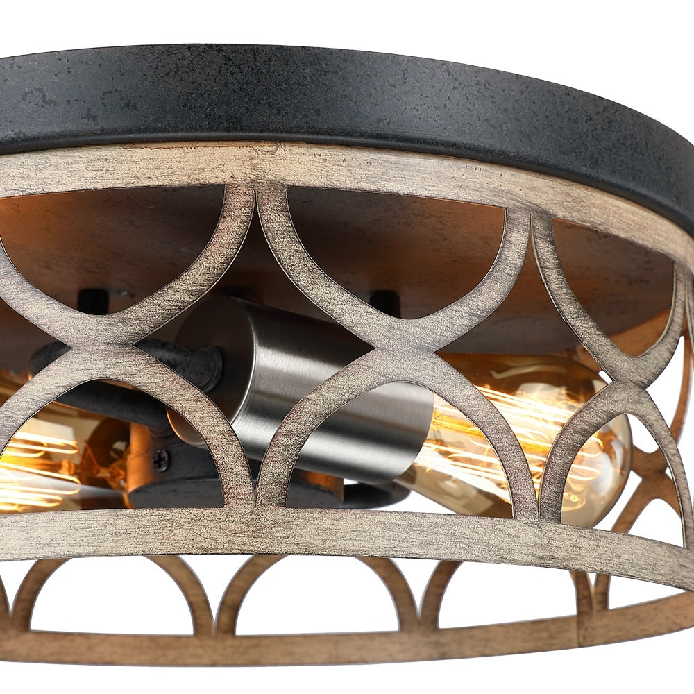 Plafonnier encastré à 2 lumières, 12 po, bronze et bois – 12 W