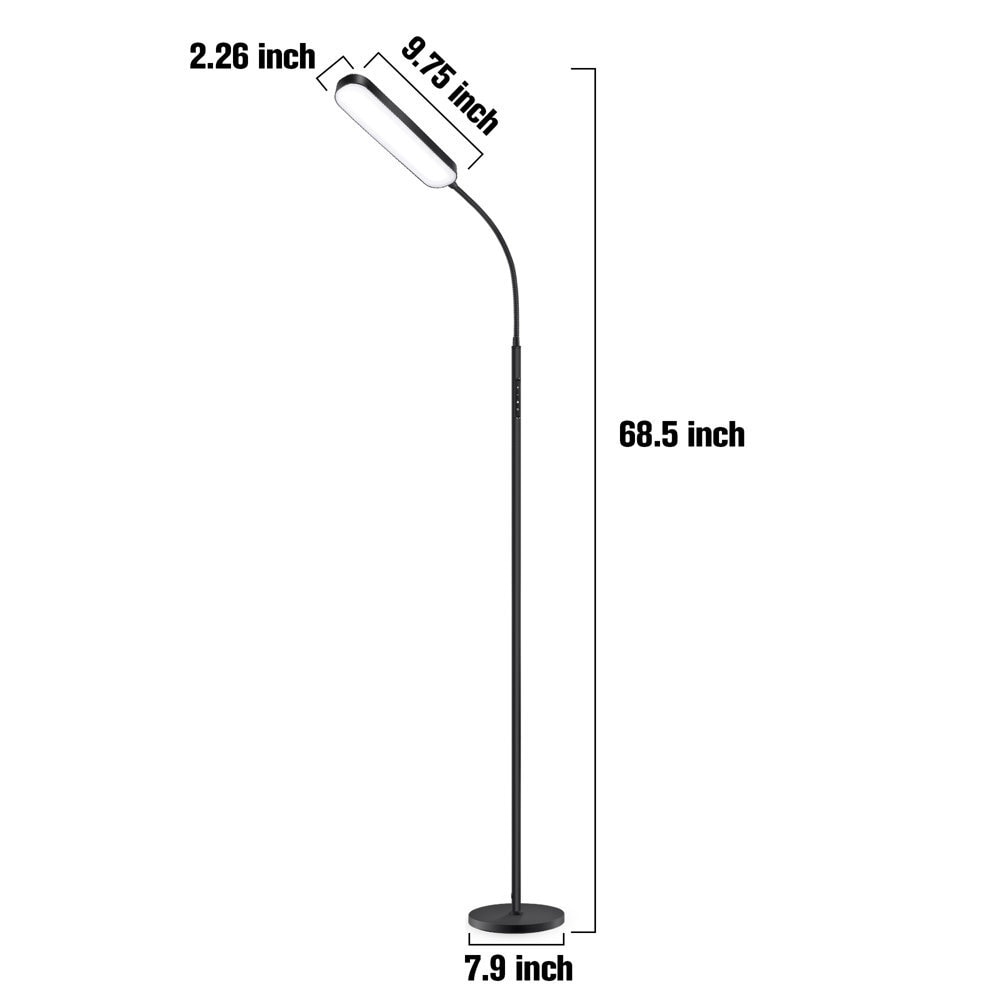 Lampadaire de travail/lecture à LED 12 W à intensité variable avec télécommande et commande tactile - N/A