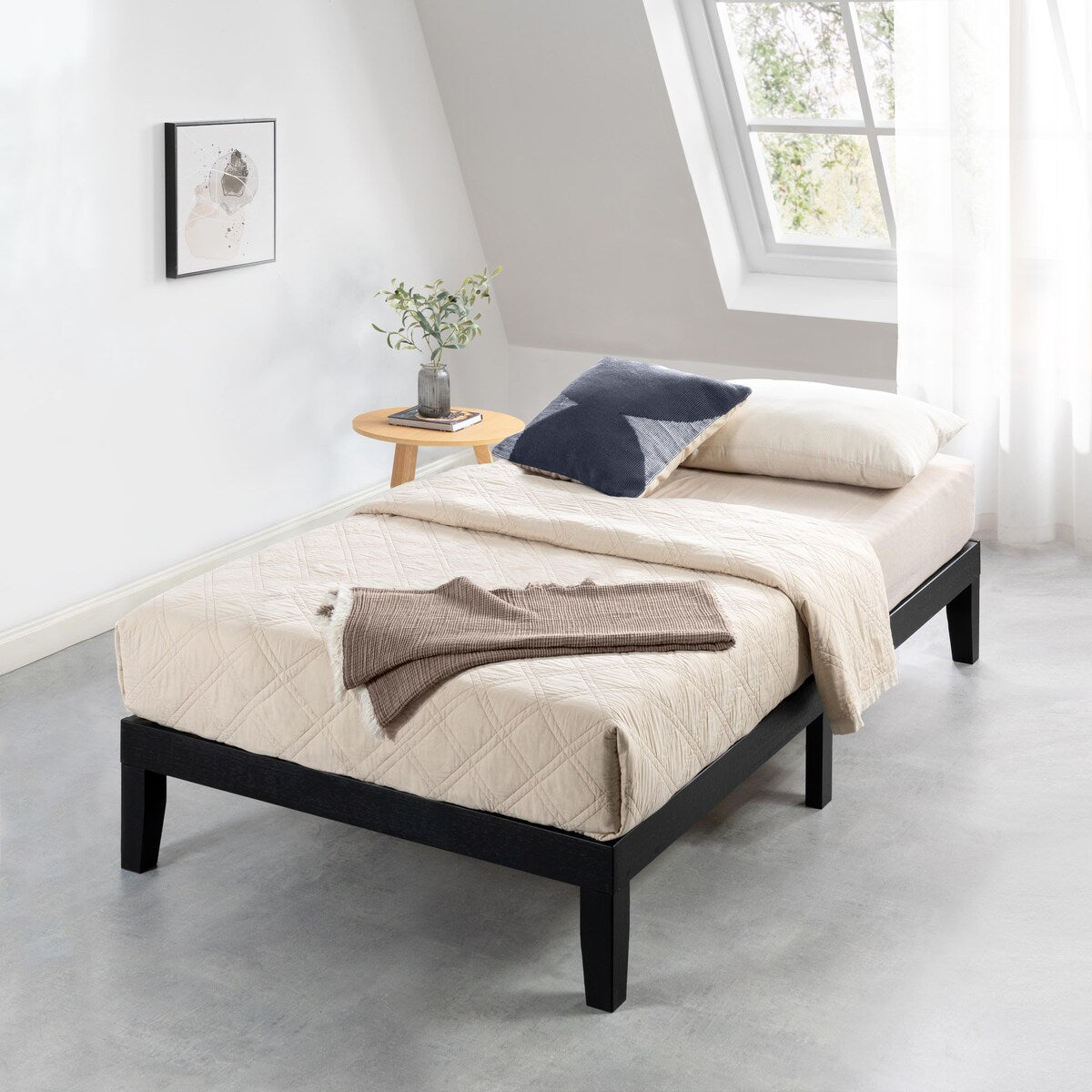 Cadre de lit plateforme classique en bois massif 12