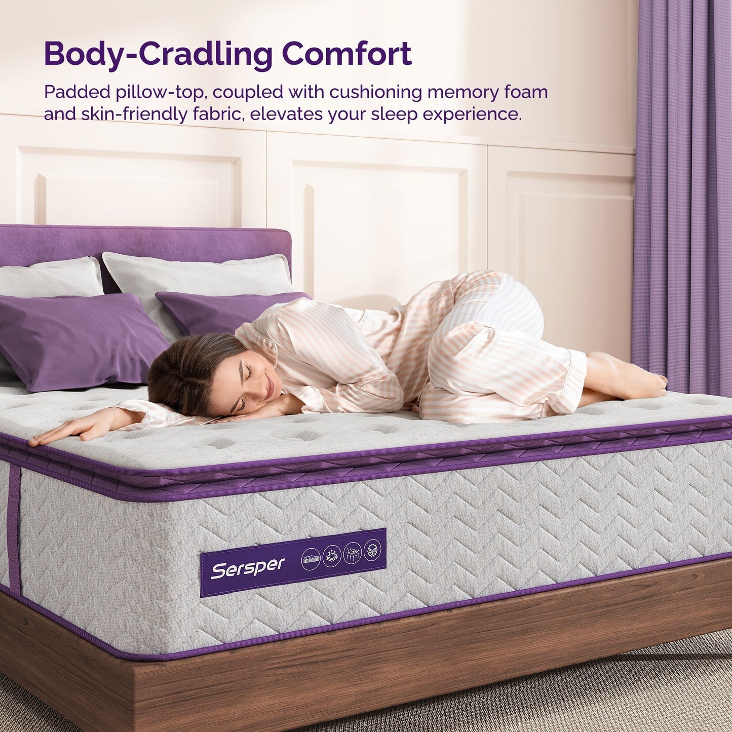Matelas moyen en mousse à mémoire de forme de 12 pouces avec plateau-coussin