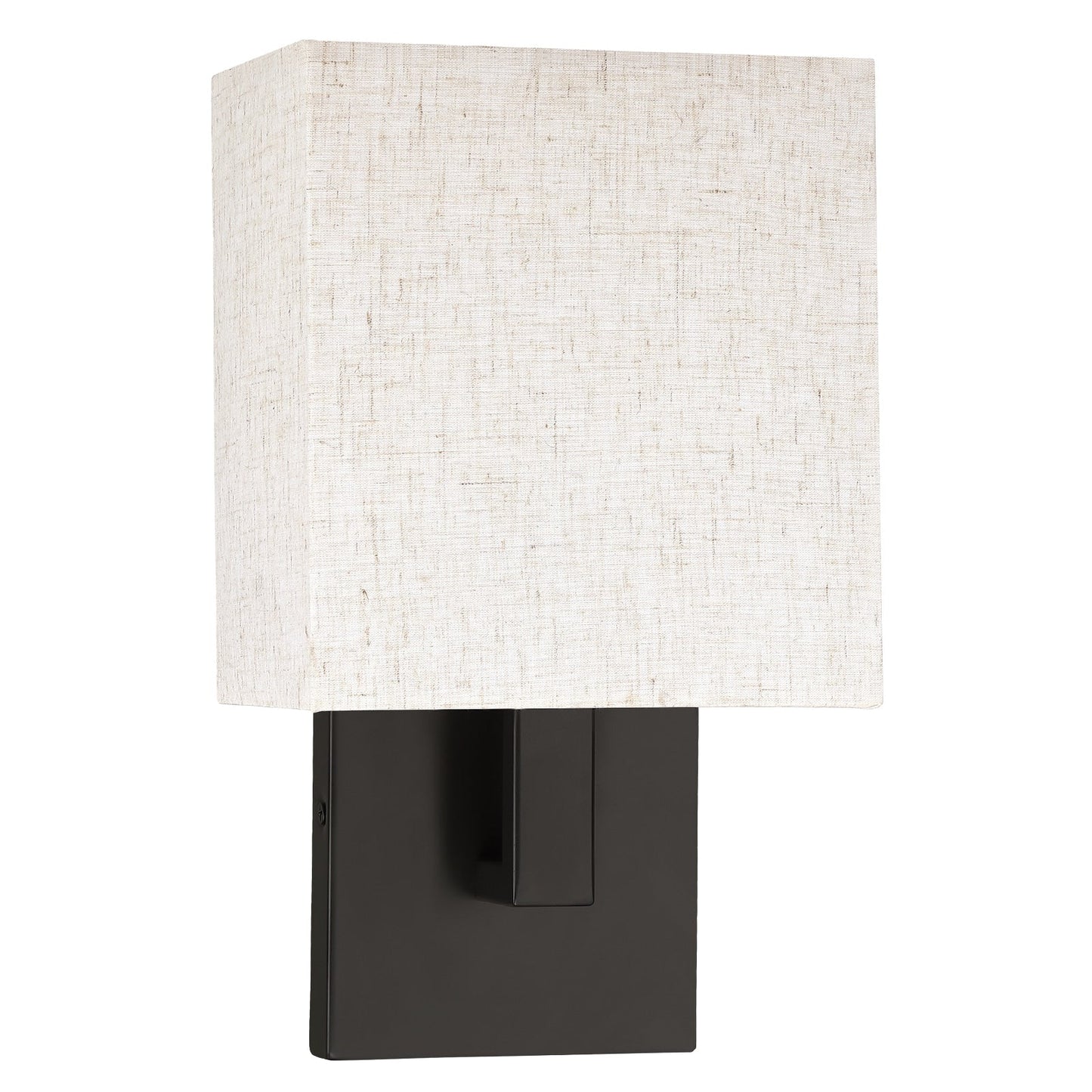 Applique murale bronze foncé de 30 cm de hauteur avec abat-jour en tissu avoine