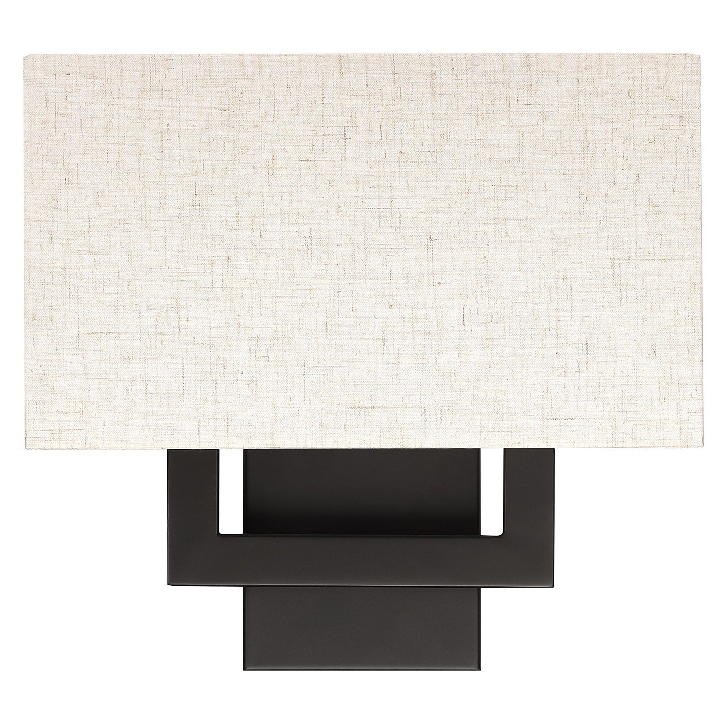 Applique murale bronze foncé de 30 cm de hauteur avec abat-jour en tissu avoine