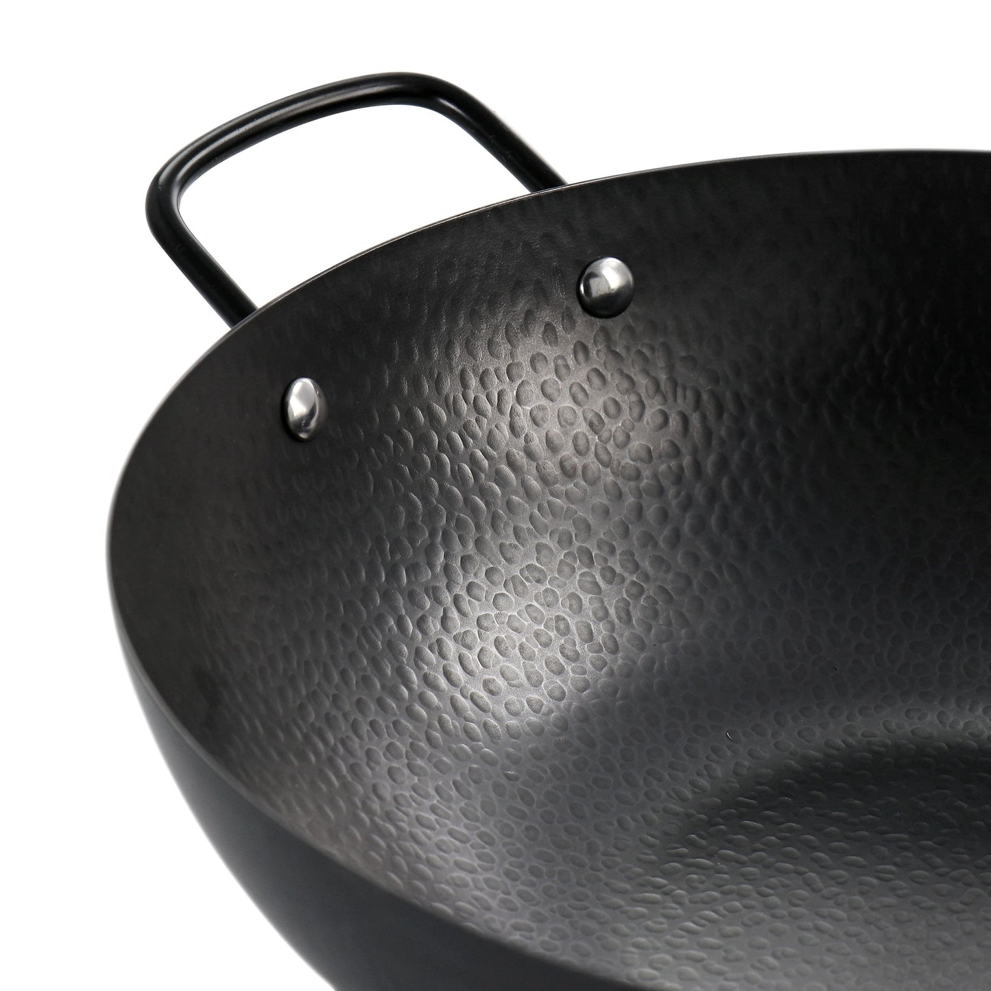 Wok en acier au carbone épais de 13 pouces, noir