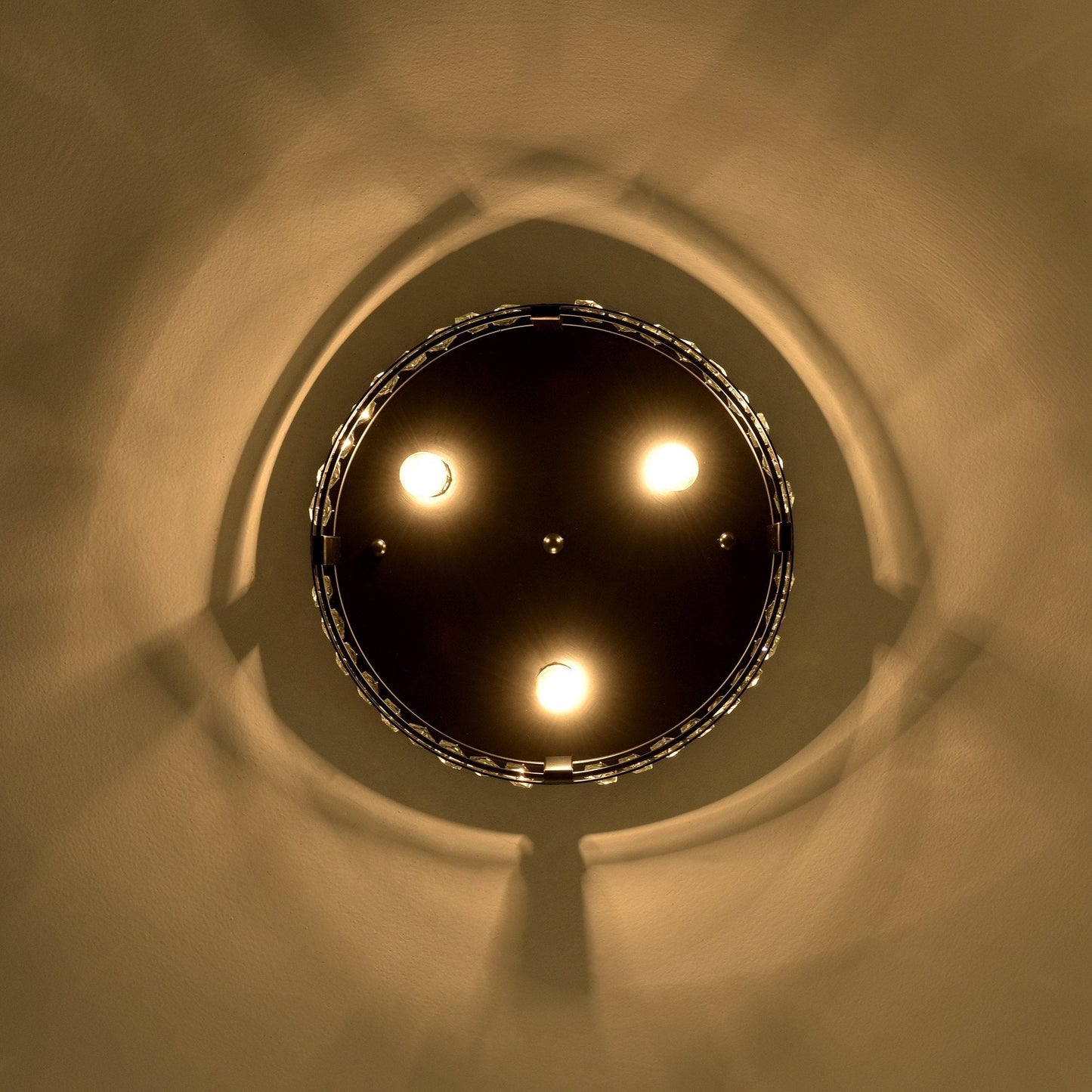 Lustre encastré moderne en cristal noir à 3 lumières pour couloir