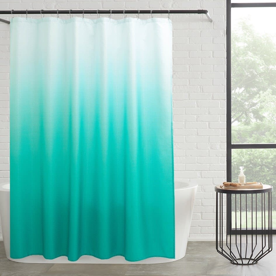 Ensemble de bain/douche 14 pièces : rideau de douche ombré, crochets et doublure PEVA