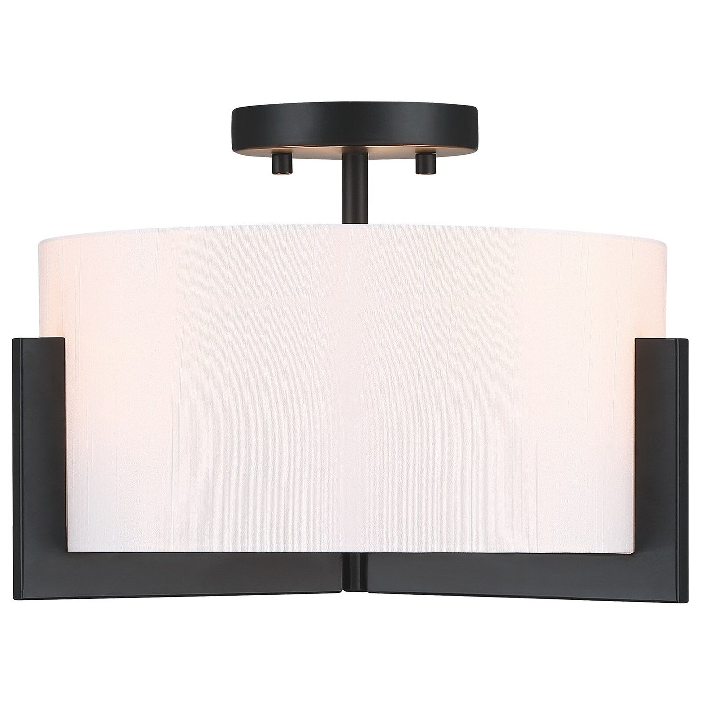 Plafonnier semi-encastré noir mat à 3 lumières de 14 po avec abat-jour tambour - 14 W