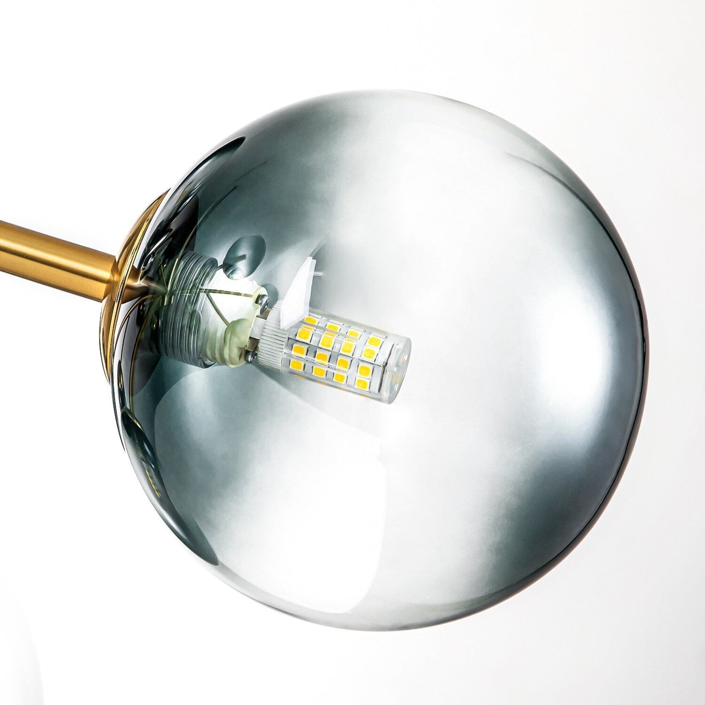 Lustre linéaire moderne à 15 lumières pour îlot de cuisine Sputnik, composé de branches et de bulles en verre