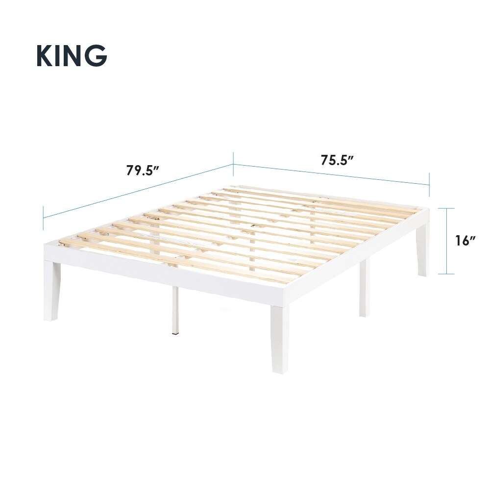 Cadre de lit plateforme classique en bois massif de 16 pouces, disponible en plusieurs finitions