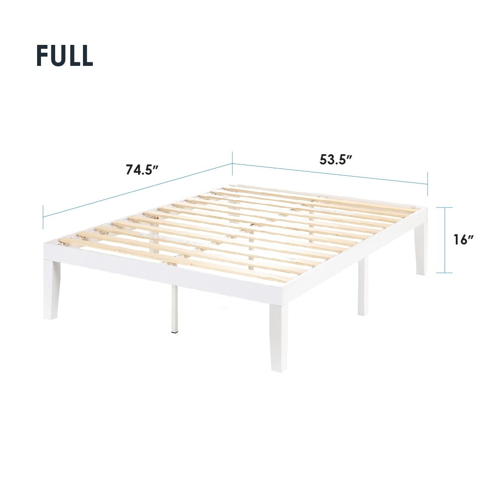 Cadre de lit plateforme classique en bois massif de 16 pouces, disponible en plusieurs finitions