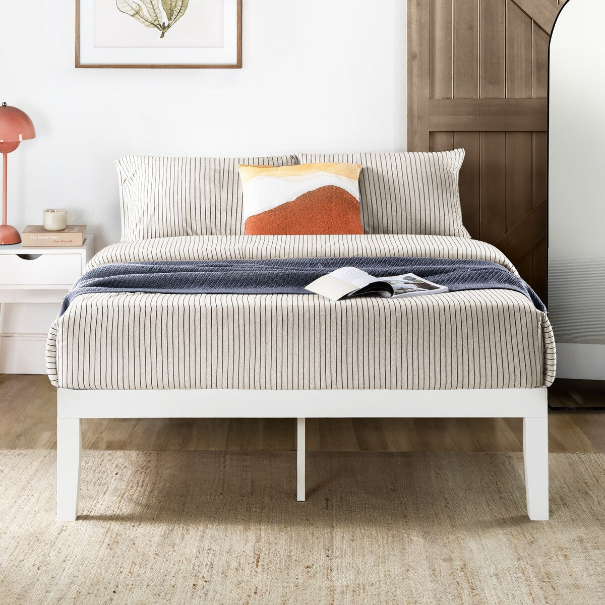 Cadre de lit plateforme classique en bois massif de 16 pouces, disponible en plusieurs finitions