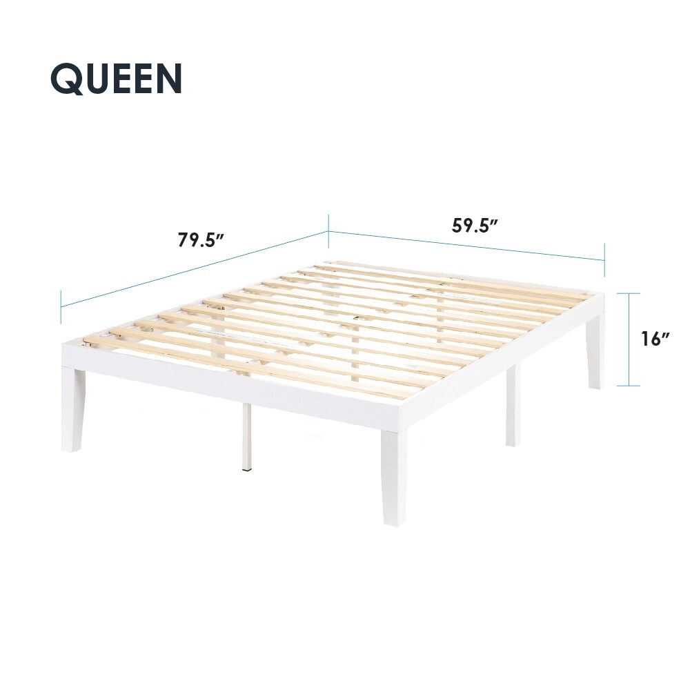 Cadre de lit plateforme classique en bois massif de 16 pouces, disponible en plusieurs finitions