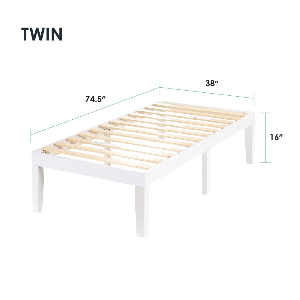 Cadre de lit plateforme classique en bois massif de 16 pouces, disponible en plusieurs finitions