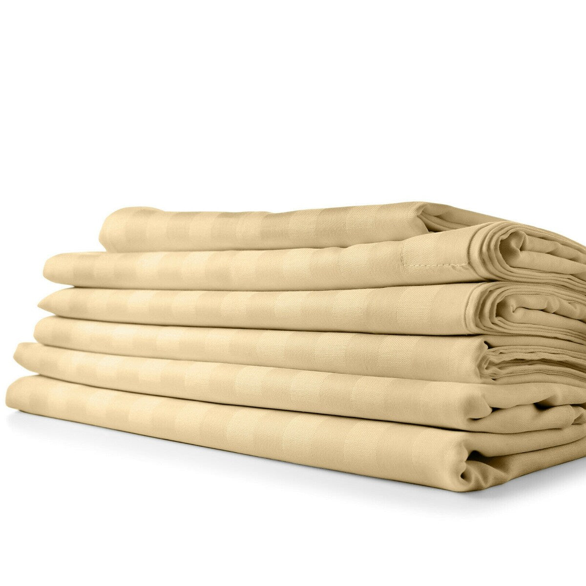 Ensemble de draps à rayures en bambou 1800 fils, poches profondes, 4 pièces