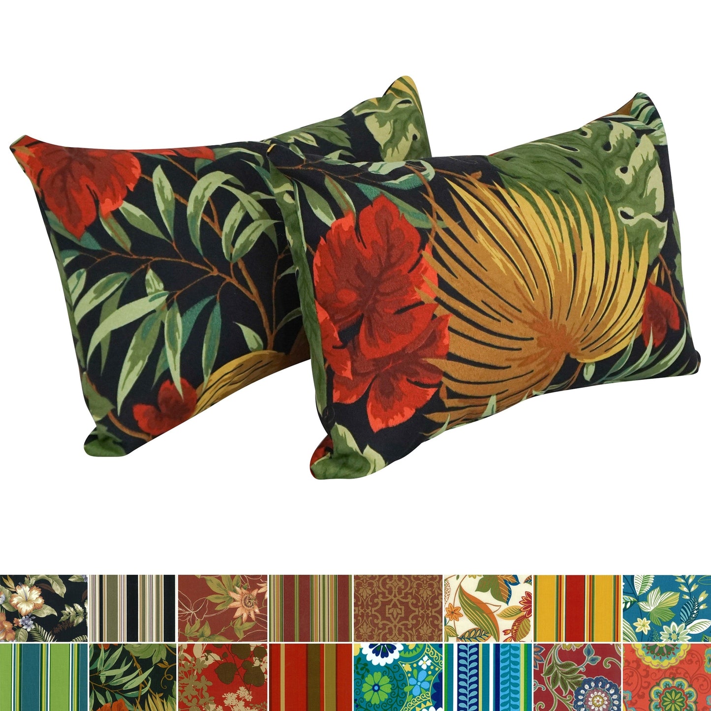 Coussins d'extérieur 19 x 11 pouces (lot de 2, motifs variés) - 19 x 11