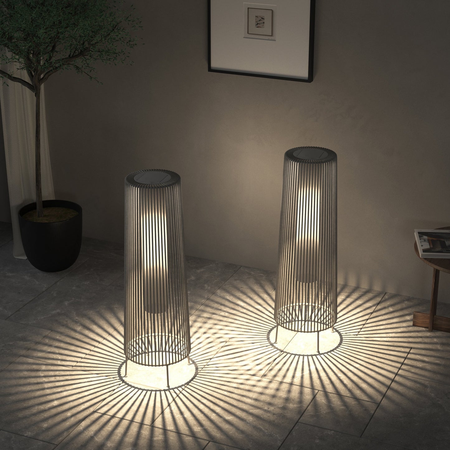 Lot de 2 lampadaires solaires d'extérieur