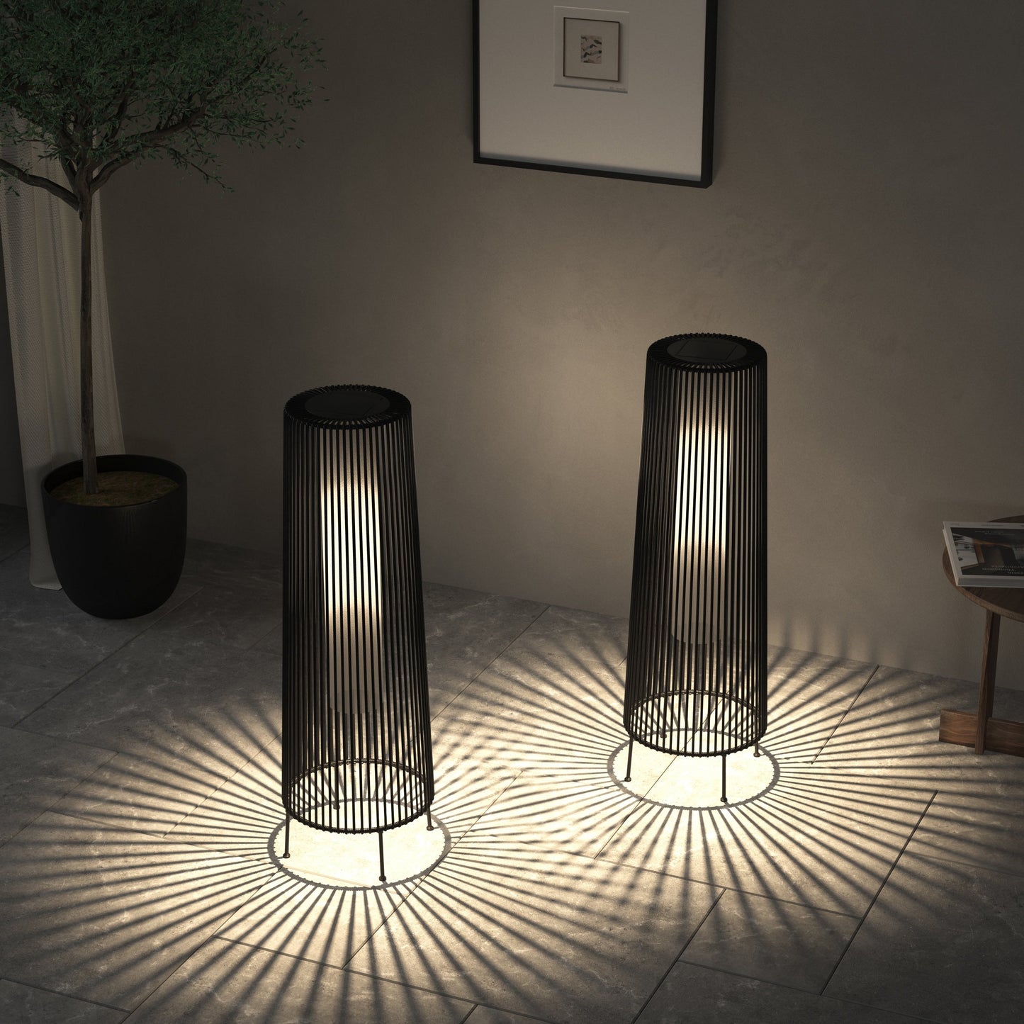 Lot de 2 lampadaires solaires d'extérieur