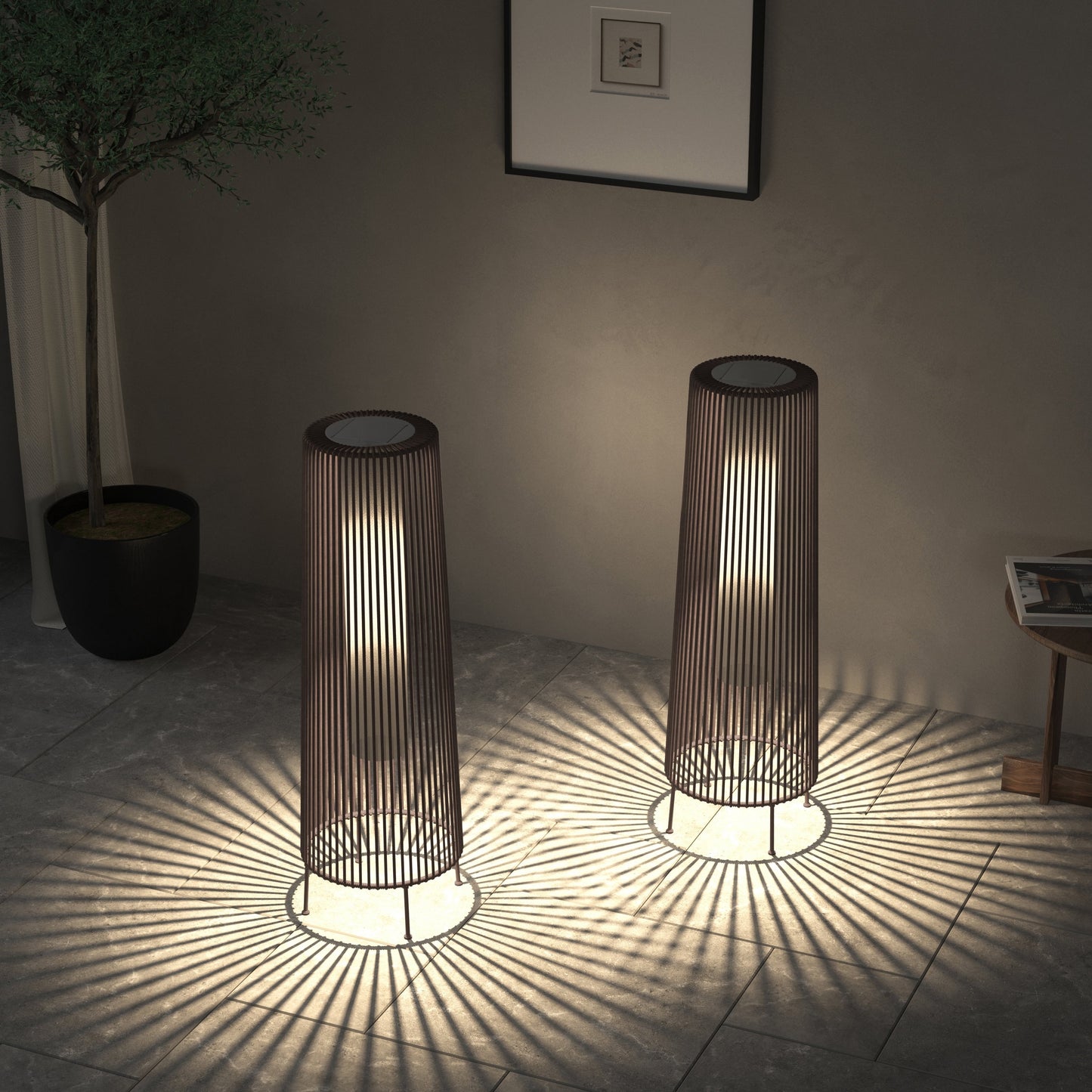 Lot de 2 lampadaires solaires d'extérieur