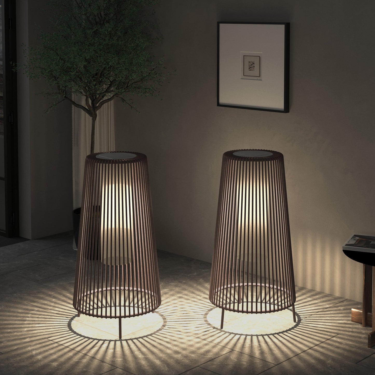 Lot de 2 lampadaires solaires d'extérieur