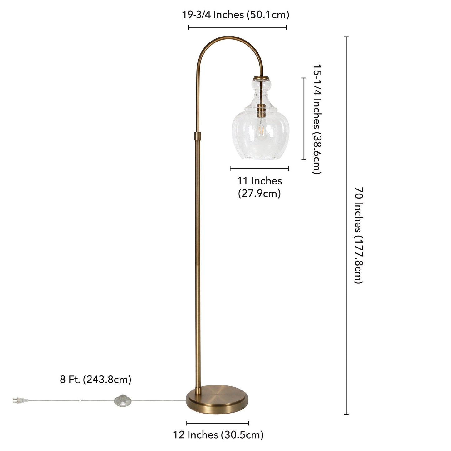 Lampadaire Verona Arc avec abat-jour en verre